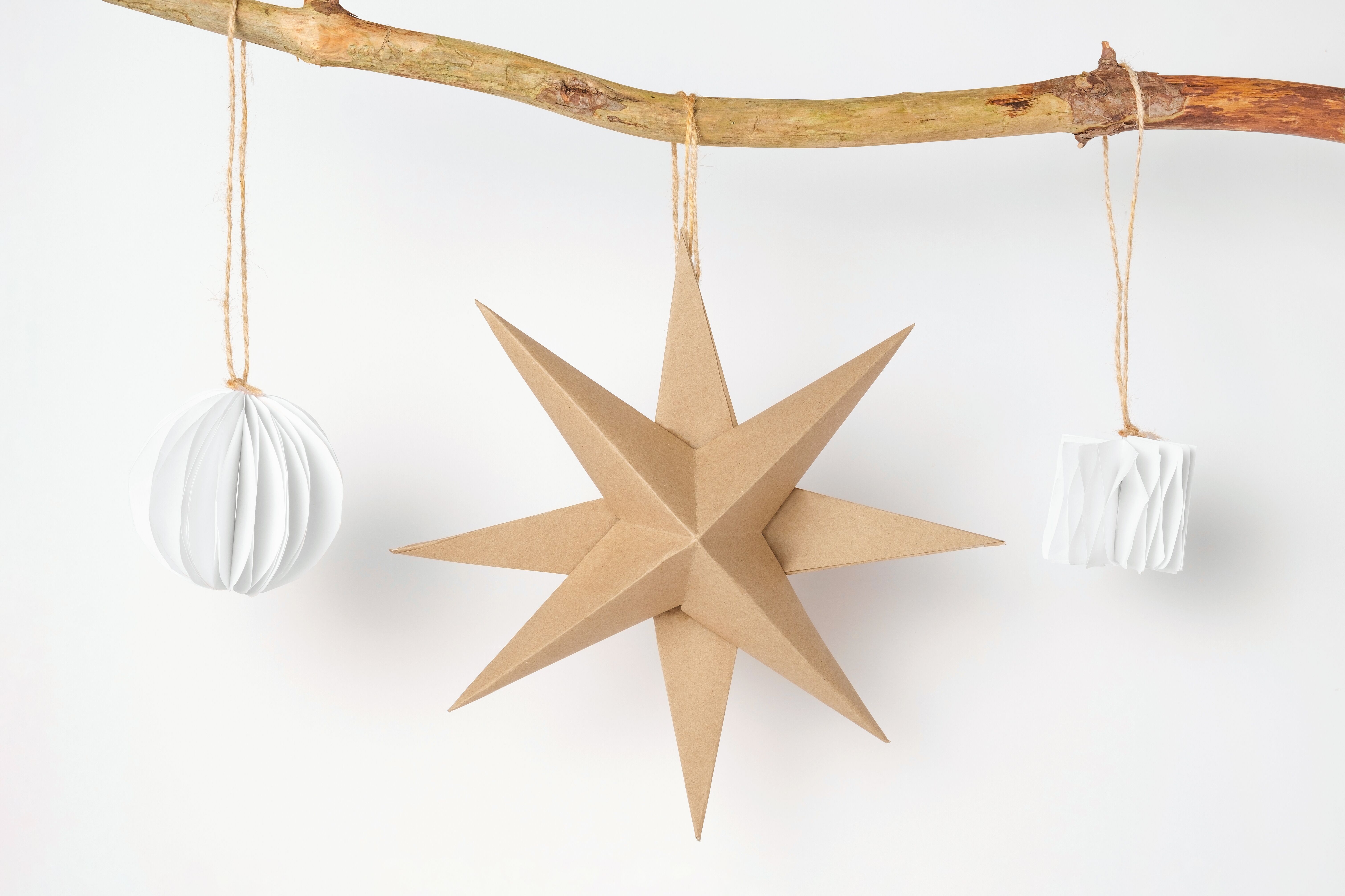 Christmas,Paper,Star,And,Ball,Decoration.,Handmade,Christmas,Nordic,Decor