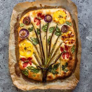 Flower,Focaccia,Creative,Idea,Of,Focaccia,Cooking.,Crispy,Focaccia,With