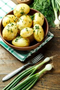 Summer,Dinner,Set,With,Potatoes,,Summer,Vegetables,,With,Young,Onions